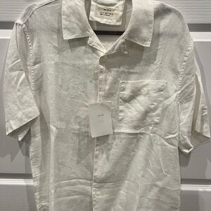 Men's White Short Sleeve linen Shirt